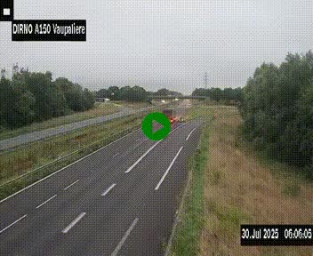 <h2>Webcam autoroute A150 à hauteur de La Vaupalière en périphérie de Rouen. Vue orientée vers Rouen</h2>