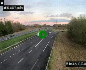 <h2>Webcam autoroute A150 à hauteur de La Vaupalière en périphérie de Rouen. Vue orientée vers Rouen</h2>