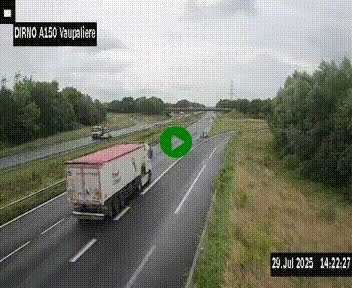 <h2>Webcam autoroute A150 à hauteur de La Vaupalière en périphérie de Rouen. Vue orientée vers Rouen</h2>