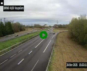 <h2>Webcam autoroute A150 à hauteur de La Vaupalière en périphérie de Rouen. Vue orientée vers Rouen</h2>