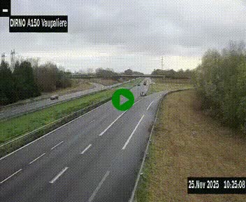 <h2>Webcam autoroute A150 à hauteur de La Vaupalière en périphérie de Rouen. Vue orientée vers Rouen</h2>