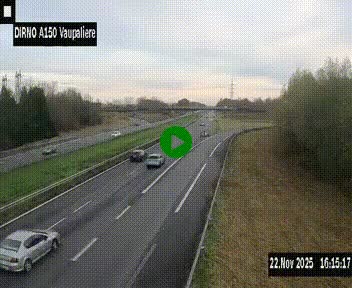 <h2>Webcam autoroute A150 à hauteur de La Vaupalière en périphérie de Rouen. Vue orientée vers Rouen</h2>