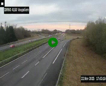 <h2>Webcam autoroute A150 à hauteur de La Vaupalière en périphérie de Rouen. Vue orientée vers Rouen</h2>