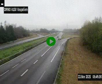 <h2>Webcam autoroute A150 à hauteur de La Vaupalière en périphérie de Rouen. Vue orientée vers Rouen</h2>