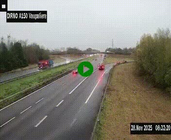 <h2>Webcam autoroute A150 à hauteur de La Vaupalière en périphérie de Rouen. Vue orientée vers Rouen</h2>