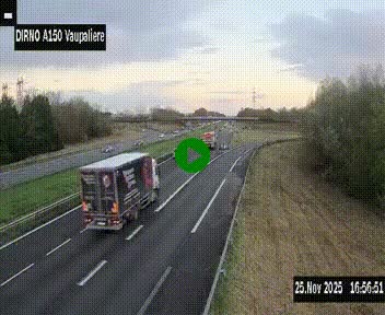 <h2>Webcam autoroute A150 à hauteur de La Vaupalière en périphérie de Rouen. Vue orientée vers Rouen</h2>