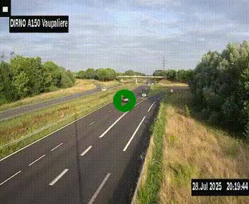 <h2>Webcam autoroute A150 à hauteur de La Vaupalière en périphérie de Rouen. Vue orientée vers Rouen</h2>