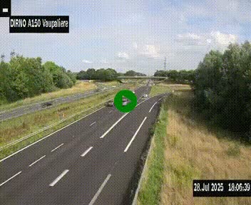 <h2>Webcam autoroute A150 à hauteur de La Vaupalière en périphérie de Rouen. Vue orientée vers Rouen</h2>