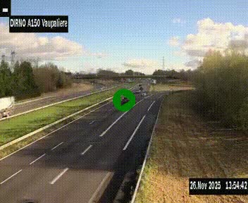 <h2>Webcam autoroute A150 à hauteur de La Vaupalière en périphérie de Rouen. Vue orientée vers Rouen</h2>