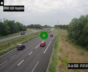 <h2>Webcam autoroute A150 à hauteur de La Vaupalière en périphérie de Rouen. Vue orientée vers Rouen</h2>