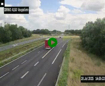<h2>Webcam autoroute A150 à hauteur de La Vaupalière en périphérie de Rouen. Vue orientée vers Rouen</h2>
