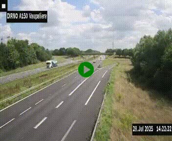 <h2>Webcam autoroute A150 à hauteur de La Vaupalière en périphérie de Rouen. Vue orientée vers Rouen</h2>