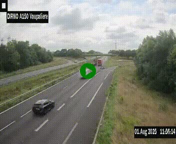 <h2>Webcam autoroute A150 à hauteur de La Vaupalière en périphérie de Rouen. Vue orientée vers Rouen</h2>