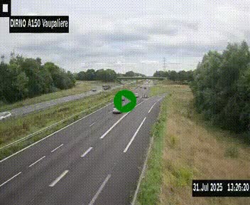 <h2>Webcam autoroute A150 à hauteur de La Vaupalière en périphérie de Rouen. Vue orientée vers Rouen</h2>