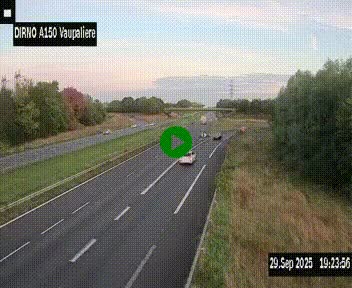 <h2>Webcam autoroute A150 à hauteur de La Vaupalière en périphérie de Rouen. Vue orientée vers Rouen</h2>