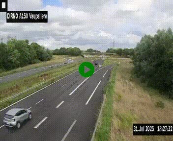 <h2>Webcam autoroute A150 à hauteur de La Vaupalière en périphérie de Rouen. Vue orientée vers Rouen</h2>