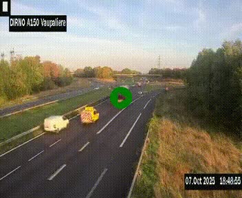 <h2>Webcam autoroute A150 à hauteur de La Vaupalière en périphérie de Rouen. Vue orientée vers Rouen</h2>