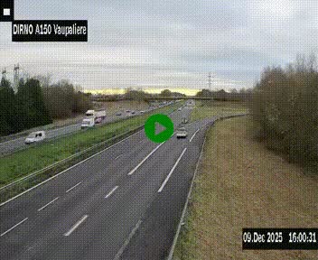 <h2>Webcam autoroute A150 à hauteur de La Vaupalière en périphérie de Rouen. Vue orientée vers Rouen</h2>
