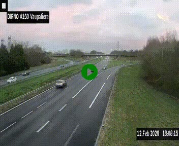 <h2>Webcam autoroute A150 à hauteur de La Vaupalière en périphérie de Rouen. Vue orientée vers Rouen</h2>
