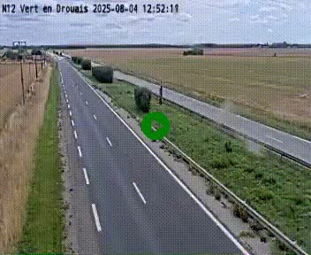<h2>Webcam à hauteur de Vert-en-Drouais sur la N12, en périphérie de Dreux. Vue orientée vers Alençon</h2>