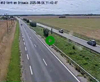 <h2>Webcam à hauteur de Vert-en-Drouais sur la N12, en périphérie de Dreux. Vue orientée vers Alençon</h2>
