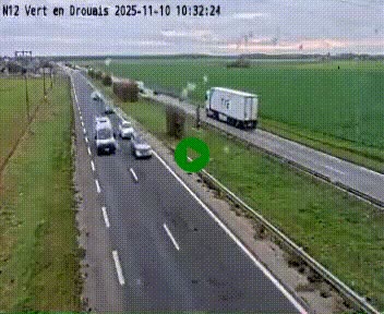 Webcam à hauteur de Vert-en-Drouais sur la N12, en périphérie de Dreux. Vue orientée vers Alençon