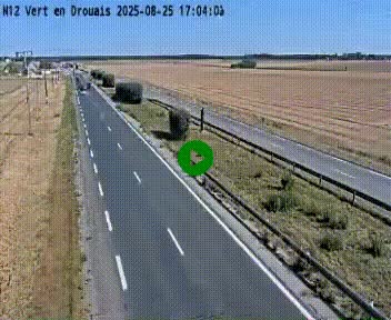 <h2>Webcam à hauteur de Vert-en-Drouais sur la N12, en périphérie de Dreux. Vue orientée vers Alençon</h2>