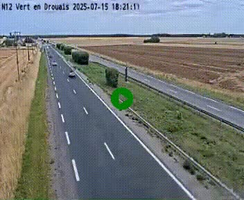 Webcam à hauteur de Vert-en-Drouais sur la N12, en périphérie de Dreux. Vue orientée vers Alençon