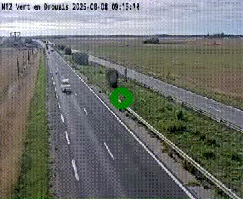 Webcam à hauteur de Vert-en-Drouais sur la N12, en périphérie de Dreux. Vue orientée vers Alençon