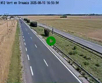 Webcam à hauteur de Vert-en-Drouais sur la N12, en périphérie de Dreux. Vue orientée vers Alençon