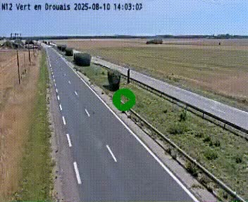 Webcam à hauteur de Vert-en-Drouais sur la N12, en périphérie de Dreux. Vue orientée vers Alençon