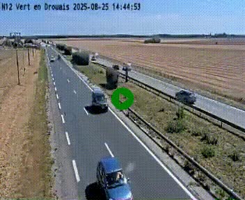 Webcam à hauteur de Vert-en-Drouais sur la N12, en périphérie de Dreux. Vue orientée vers Alençon