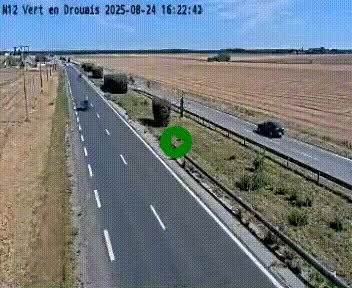Webcam à hauteur de Vert-en-Drouais sur la N12, en périphérie de Dreux. Vue orientée vers Alençon