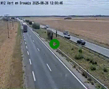 Webcam à hauteur de Vert-en-Drouais sur la N12, en périphérie de Dreux. Vue orientée vers Alençon
