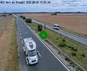 Webcam à hauteur de Vert-en-Drouais sur la N12, en périphérie de Dreux. Vue orientée vers Alençon