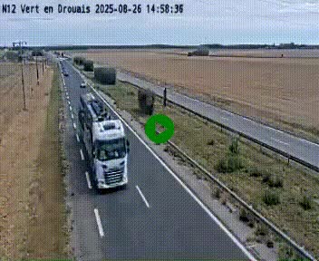 Webcam à hauteur de Vert-en-Drouais sur la N12, en périphérie de Dreux. Vue orientée vers Alençon