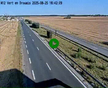 Webcam à hauteur de Vert-en-Drouais sur la N12, en périphérie de Dreux. Vue orientée vers Alençon