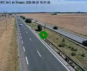Webcam à hauteur de Vert-en-Drouais sur la N12, en périphérie de Dreux. Vue orientée vers Alençon