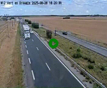 Webcam à hauteur de Vert-en-Drouais sur la N12, en périphérie de Dreux. Vue orientée vers Alençon
