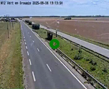 Webcam à hauteur de Vert-en-Drouais sur la N12, en périphérie de Dreux. Vue orientée vers Alençon