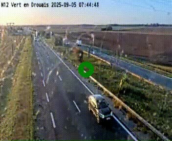 Webcam à hauteur de Vert-en-Drouais sur la N12, en périphérie de Dreux. Vue orientée vers Alençon