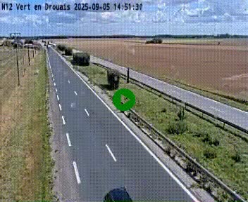 Webcam à hauteur de Vert-en-Drouais sur la N12, en périphérie de Dreux. Vue orientée vers Alençon
