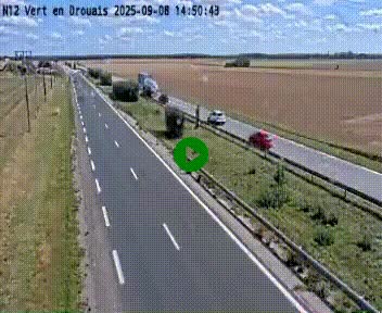 Webcam à hauteur de Vert-en-Drouais sur la N12, en périphérie de Dreux. Vue orientée vers Alençon