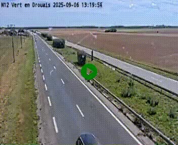Webcam à hauteur de Vert-en-Drouais sur la N12, en périphérie de Dreux. Vue orientée vers Alençon