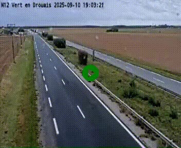 Webcam à hauteur de Vert-en-Drouais sur la N12, en périphérie de Dreux. Vue orientée vers Alençon