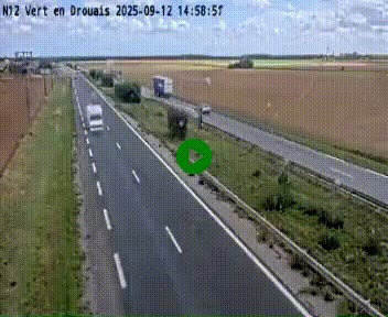Webcam à hauteur de Vert-en-Drouais sur la N12, en périphérie de Dreux. Vue orientée vers Alençon