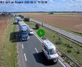 Webcam à hauteur de Vert-en-Drouais sur la N12, en périphérie de Dreux. Vue orientée vers Alençon