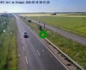 <h2>Webcam à hauteur de Vert-en-Drouais sur la N12, en périphérie de Dreux. Vue orientée vers Alençon</h2>
