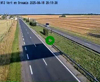 Webcam à hauteur de Vert-en-Drouais sur la N12, en périphérie de Dreux. Vue orientée vers Alençon