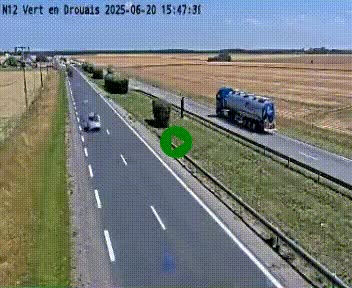 <h2>Webcam à hauteur de Vert-en-Drouais sur la N12, en périphérie de Dreux. Vue orientée vers Alençon</h2>